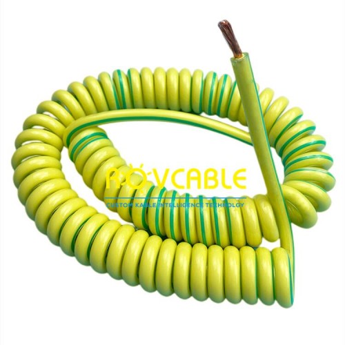 Green and Yellow Color Spring Coiled Electrical Wire