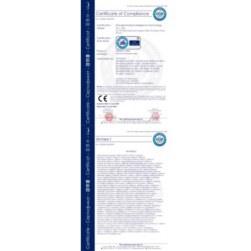 CE CERTIFICATE (TRAILER CABLE/AUTO CABLE/WELDING CABLE)